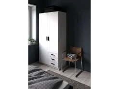 Armário Dscopon de 2 portas, Móveis de quarto, Armário, Armário, 99x50 h200 cm, Branco