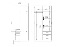 Armário Dscopon de 2 portas, Móveis de quarto, Armário, Armário, 99x50 h200 cm, Branco