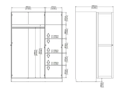Armário Dsens de 3 portas, Móveis de quarto, Armário, Armário, 147x62 h200 cm, Branco