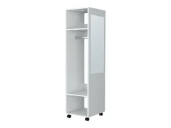 Armário em melamina Kronospan, três prateleiras, varão para roupa e espelho incluídos, Branco, 160 cm X 40 cm X 48 cm