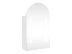 Armário espelhado arqueado p/ casa de banho c/ luz LED branco