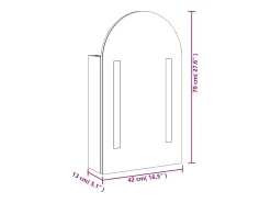 Armário espelhado arqueado p/ casa de banho c/ luz LED branco