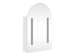 Armário espelhado arqueado p/ casa de banho c/ luz LED branco