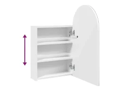 Armário espelhado arqueado p/ casa de banho c/ luz LED branco