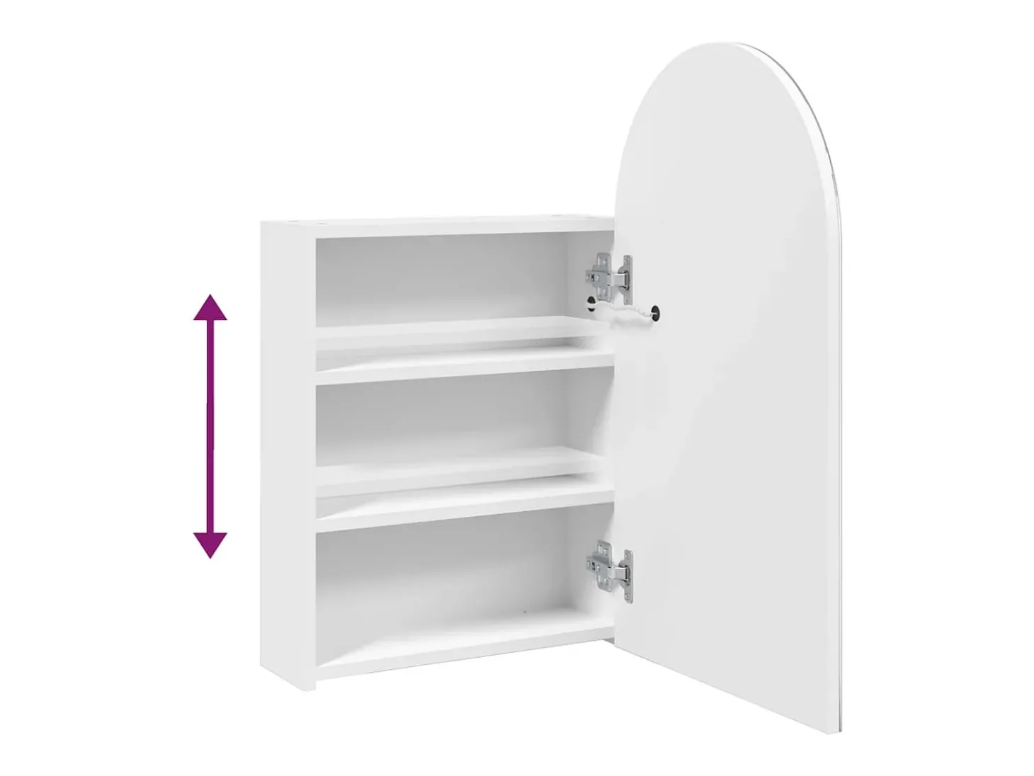 Armário espelhado arqueado p/ casa de banho c/ luz LED branco