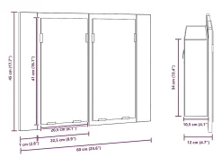 Armário espelhado casa banho c/ LED 60x12x45 cm acrílico branco