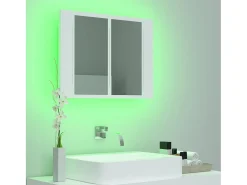 Armário espelhado casa banho c/ LED 60x12x45 cm acrílico branco