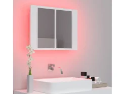 Armário espelhado casa banho c/ LED 60x12x45 cm acrílico branco
