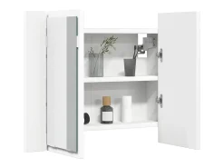 Armário espelhado casa banho c/ LED 60x12x45 cm acrílico branco