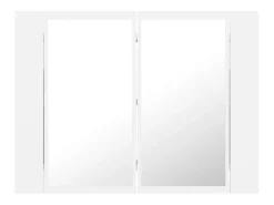 Armário espelhado casa banho c/ LED 60x12x45 cm acrílico branco