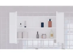 Armário espelhado casa de banho LED 80x12x45 cm acrílico branco