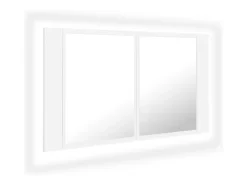Armário espelhado casa de banho LED 80x12x45 cm acrílico branco