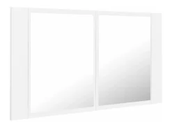 Armário espelhado casa de banho LED 80x12x45 cm acrílico branco