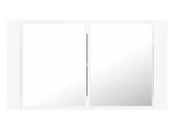 Armário espelhado casa de banho LED 80x12x45 cm acrílico branco