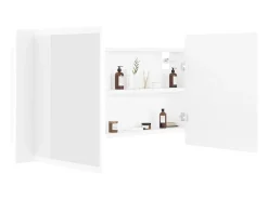 Armário espelhado casa de banho LED 90x12x45 cm acrílico branco