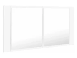 Armário espelhado casa de banho LED 90x12x45 cm acrílico branco