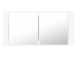 Armário espelhado casa de banho LED 90x12x45 cm acrílico branco