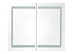 Armário espelhado casa de banho LED 80x12x68cm branco brilhante