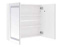 Armário espelhado casa de banho LED 80x12x68cm branco brilhante