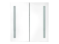 Armário espelhado casa de banho LED 62x14x60cm branco brilhante