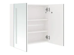 Armário espelhado casa de banho LED 62x14x60cm branco brilhante