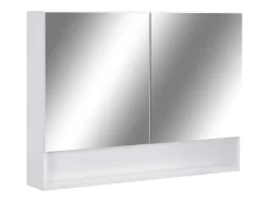 Armário espelhado casa de banho com LED 80x15x60 cm MDF branco