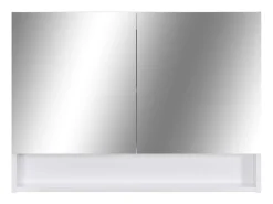 Armário espelhado casa de banho com LED 80x15x60 cm MDF branco