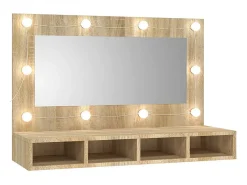 Armário espelhado com LED 90x31,5x62 cm carvalho sonoma