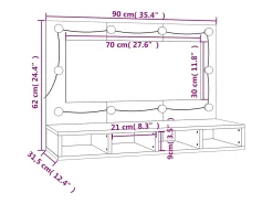 Armário espelhado com LED 90x31,5x62 cm carvalho sonoma