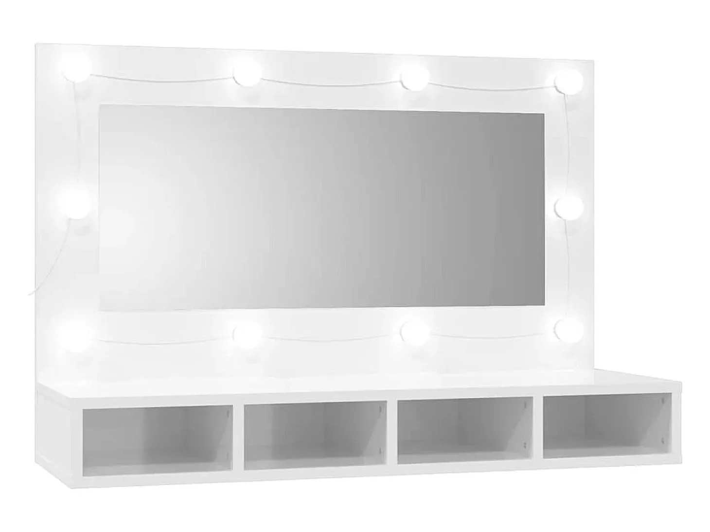 Armário espelhado com LED 90x31,5x62 cm branco brilhante