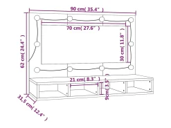 Armário espelhado com LED 90x31,5x62 cm carvalho castanho