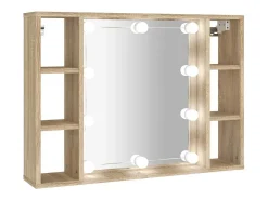 Armário espelhado com LED 76x15x55 cm carvalho sonoma