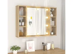 Armário espelhado com LED 76x15x55 cm carvalho sonoma