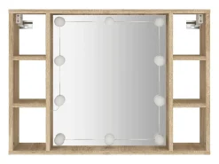 Armário espelhado com LED 76x15x55 cm carvalho sonoma