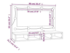 Armário espelhado com LED 90x31,5x62 cm cinzento cimento