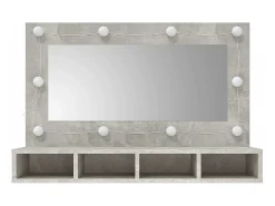 Armário espelhado com LED 90x31,5x62 cm cinzento cimento