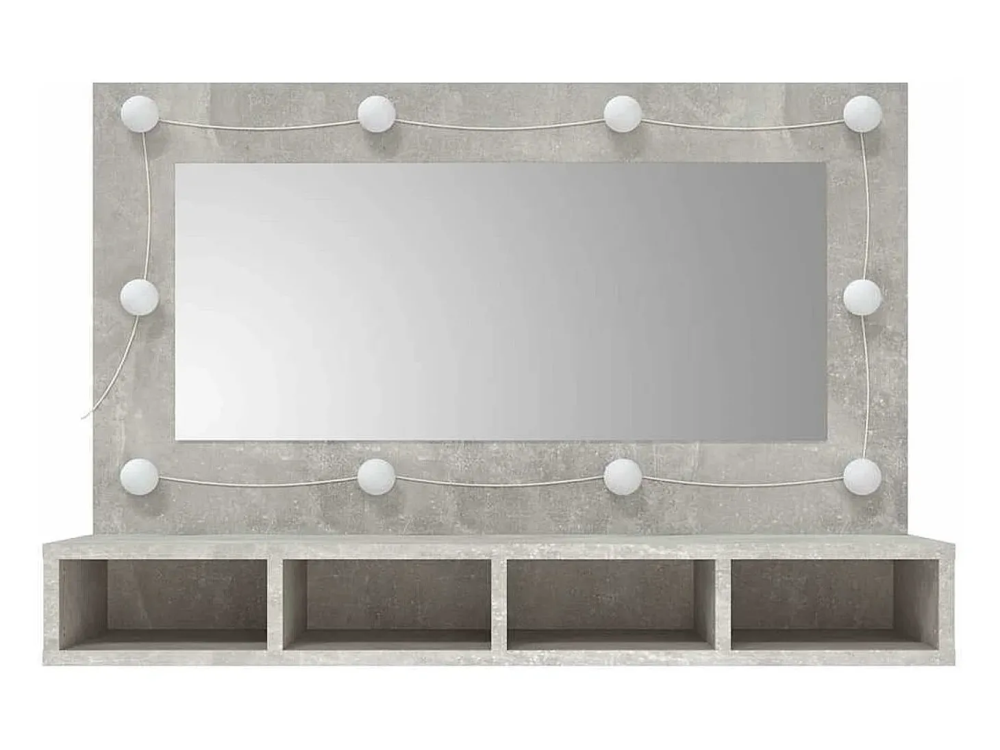 Armário espelhado com LED 90x31,5x62 cm cinzento cimento