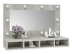 Armário espelhado com LED 90x31,5x62 cm cinzento cimento