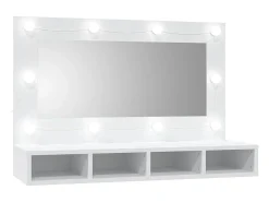 Armário espelhado com luzes LED 90x31,5x62 cm branco