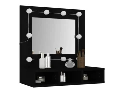 Armário espelhado com luzes LED 60x31,5x62 cm preto