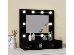 Armário espelhado com luzes LED 60x31,5x62 cm preto