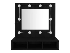 Armário espelhado com luzes LED 60x31,5x62 cm preto