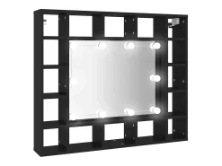 Armário espelhado com luzes LED 91x15x76,5 cm preto