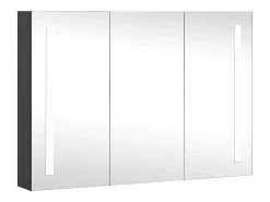 Armário espelhado para casa de banho com LED 89x14x62 cm