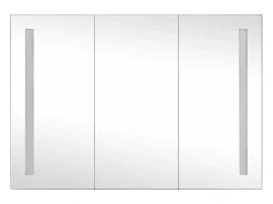 Armário espelhado para casa de banho com LED 89x14x62 cm
