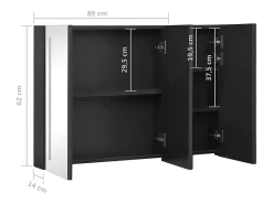 Armário espelhado para casa de banho com LED 89x14x62 cm