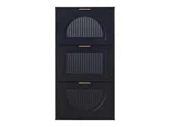 Armário estreito para sapatos com 3 portas - 60 x 24 x 114 cm - para hall de entrada/sala de estar - MDF - preto