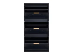 Armário estreito para sapatos com 3 portas - 60 x 24 x 114 cm - para hall de entrada/sala de estar - MDF - preto