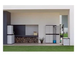 Armário Ext. Titânio 2 Portas Resina Preta 2 Prateleiras Reg. 70x88x41 cm