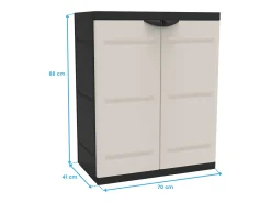 Armário Ext. Titânio 2 Portas Resina Preta 2 Prateleiras Reg. 70x88x41 cm